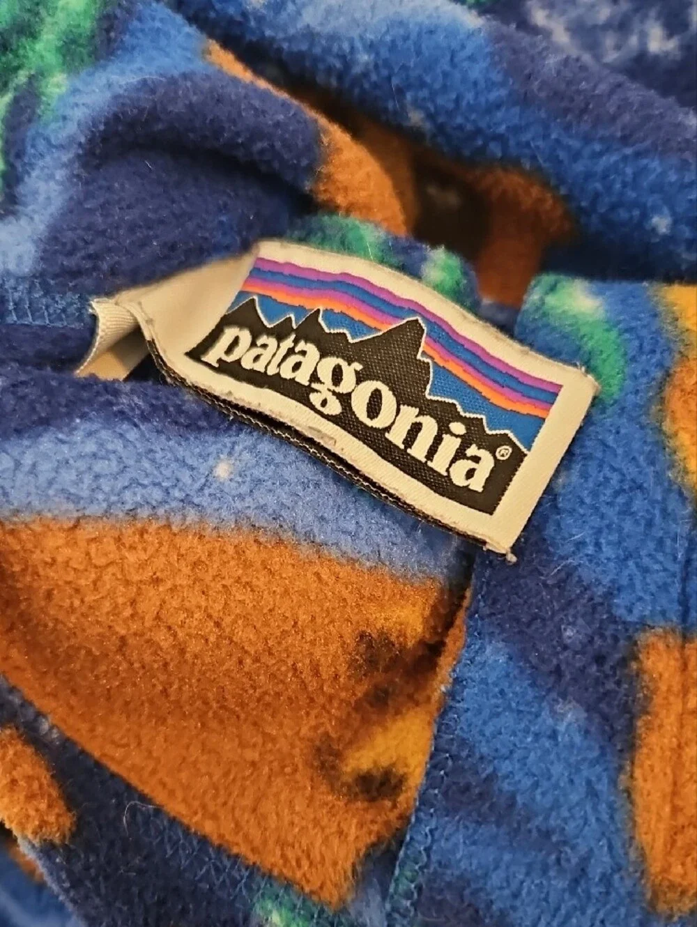 Patagonia Multi-Color Fleece Sweater - Blue, Orange, Green